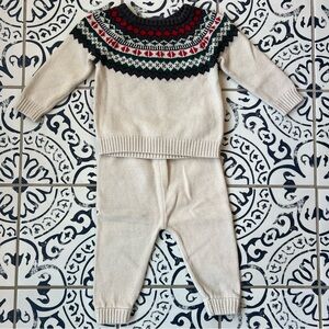 Cozy Fair Isle Knit Sweater Baby Outfit